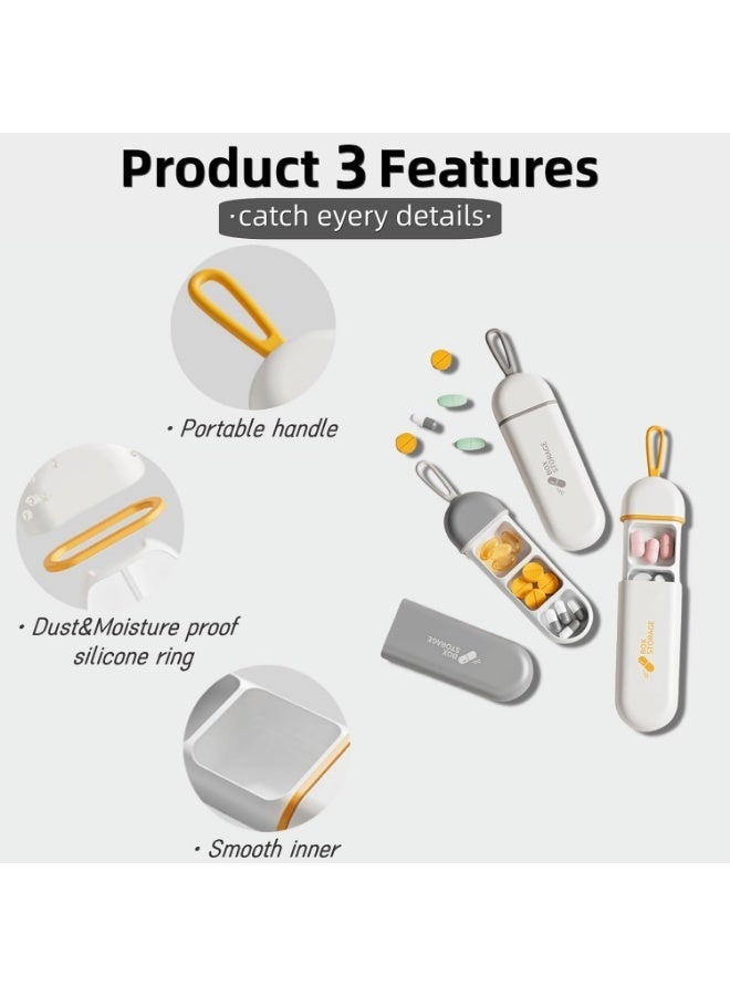 Portable Pocket Pill and Vitamin Organizer, 3-Compartment Divided Pill Case - Compact Modern Design for Travel and Work - Multicolor - Image 3